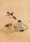 Cat Bathing, Hiroshige, Ando